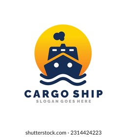 Cargo ship logo design vector illustration