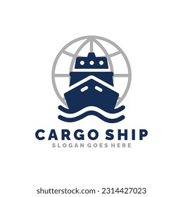 Cargo ship logo design vector illustration