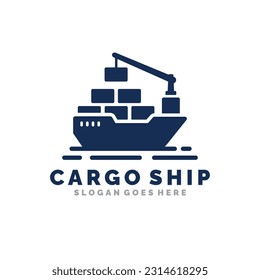 Cargo ship logo design vector illustration