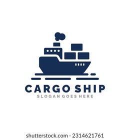 Cargo ship logo design vector illustration