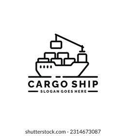 Cargo ship logo design vector illustration