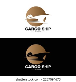 Cargo Ship Logo, Fast Cargo Ship Vector, Sailboat, Design For Ship Manufacturing Company, Waterway Sailing, Marine Vehicles, Transport, Logistics