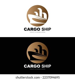 Cargo Ship Logo, Fast Cargo Ship Vector, Sailboat, Design For Ship Manufacturing Company, Waterway Sailing, Marine Vehicles, Transport, Logistics