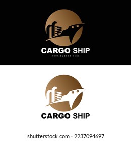 Cargo Ship Logo, Fast Cargo Ship Vector, Sailboat, Design For Ship Manufacturing Company, Waterway Sailing, Marine Vehicles, Transport, Logistics