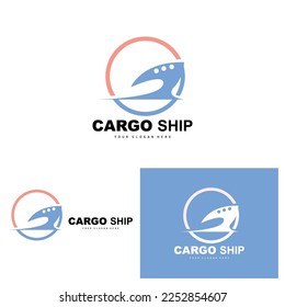 Cargo Ship Logo, Fast Cargo Ship Vector, Sailboat, Design For Ship Manufacturing Company, Waterway Sailing, Marine Vehicles, Transport, Logistics