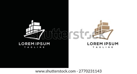 Cargo Ship Logo with Stacked Boxes