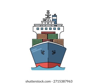 Barco de carga Transporte marítimo Ilustración plana