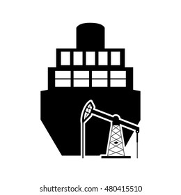 cargo ship and oil rig icon