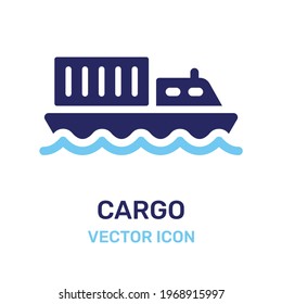 Cargo ship on the ocean icon vector