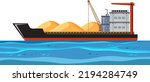 Cargo ship on the ocean illustration