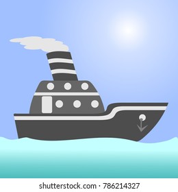 Cargo ship in the open ocean