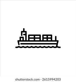 cargo ship outline icon. container ship black line illustration.