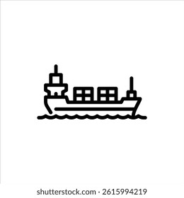 cargo ship outline icon. container ship black line illustration.