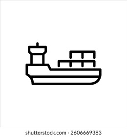 cargo ship outline icon. freight ship black line illustration.