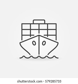 Cargo ship outline icon - vector concept minimal symbol or logo element