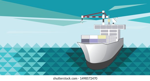 A cargo ship sailing in the ocean
