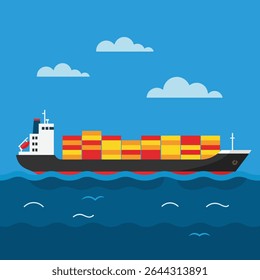 Cargo Ship Sailing Through Open Waters