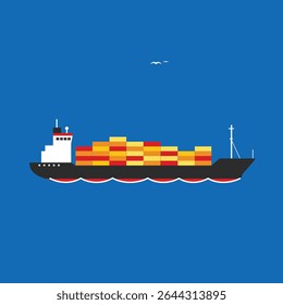 Cargo Ship Sailing Through Open Waters