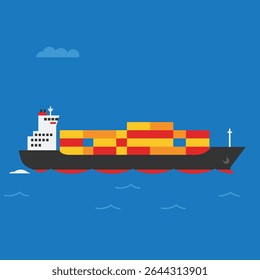 Cargo Ship Sailing Through Open Waters