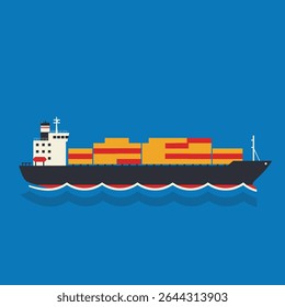 Cargo Ship Sailing Through Open Waters