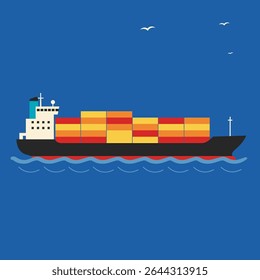 Cargo Ship Sailing Through Open Waters
