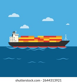 Cargo Ship Sailing Through Open Waters