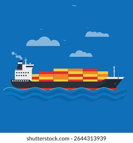 Cargo Ship Sailing Through Open Waters