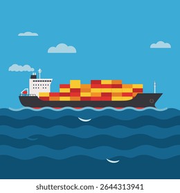 Cargo Ship Sailing Through Open Waters