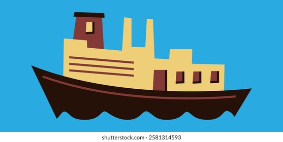 cargo ship at sea vector illustration