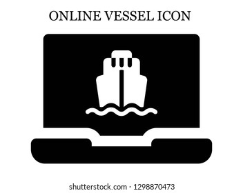 Cargo ship search icon. Editable Cargo ship search icon for web or mobile.