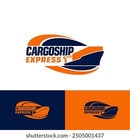 Cargo Ship Shipment Global Express for Expedition Logo Template Vector