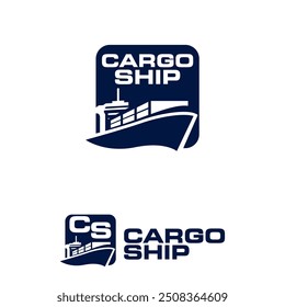 Cargo Ship Shipment Global Express for Expedition Logo Template Vector