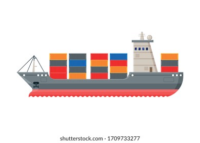 Cargo Ship Side View Water Transport Stock Vector (Royalty Free ...