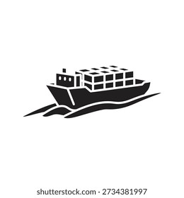 Cargo ship silhouette against a simple background a vessel transporting containers symbolizing global trade and logistics