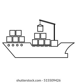 cargo ship silhouette icon
