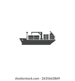 Cargo ship silhouette Icon flat vector design