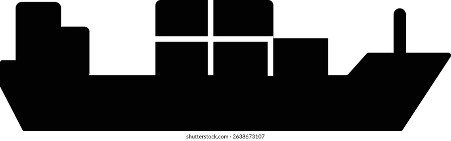 Cargo ship silhouette icon illustration