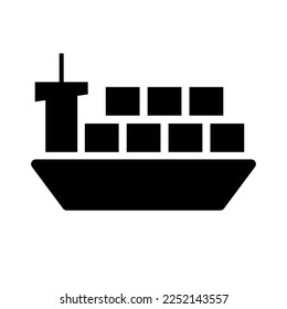 Cargo ship silhouette icon. Ocean transport ship. Vector.