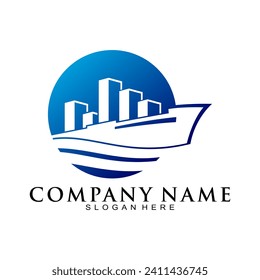 Cargo ship silhouette illustration design vector
