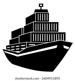 Cargo Ship Silhouette Vector Sleek and Minimalist Design for Maritime Graphics