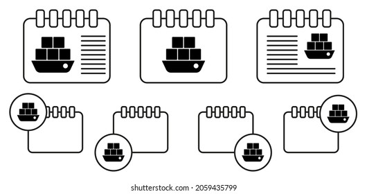 Cargo, ship, tanker vector icon in calender set illustration for ui and ux, website or mobile application