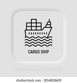 Schiff mit dünner Linie Symbol. Moderne Vektorgrafik des Seetransports.