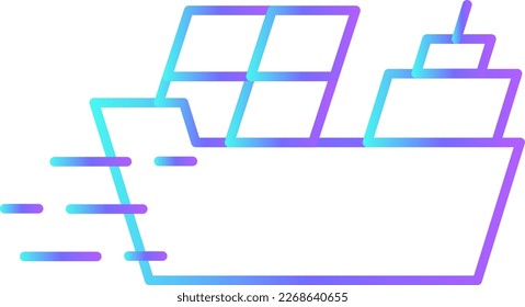 Cargo ship Transportation Icons with purple blue outline style