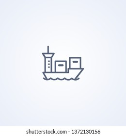 Cargo ship, vector best gray line icon on white background, EPS 10