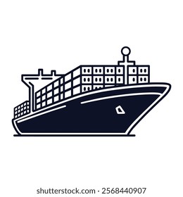 Cargo ship vector, and container ship vector, export ship vector art