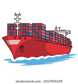 Cargo ship vector, container ship vector illustration