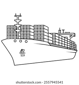 Cargo ship vector, container ship vector illustration