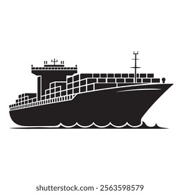 Cargo ship vector, container ship vector illustration