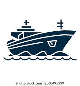 Cargo ship vector, container ship silhouette vector illustration