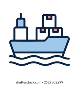 Design vetorial de navio de carga, ícone visualmente perfeito de navio de carga, navio marítimo,
